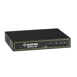 Black Box EMD2002PE-R-P DVI KVM-over-IP Extender Receiver, Dual-Monitor, DVI-D, USB 2.0, Audio, PoE, Dual Network Ports RJ45 and SFP